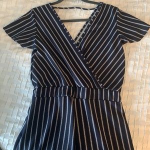 Blu Pepper Blue & White Stripe Jumpsuit